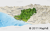 Satellite Panoramic Map of Jose Azueta, shaded relief outside