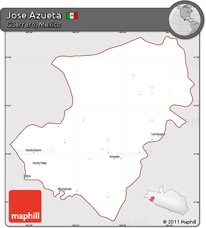 Classic Style Simple Map of Jose Azueta, cropped outside