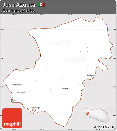 Classic Style Simple Map of Jose Azueta, cropped outside