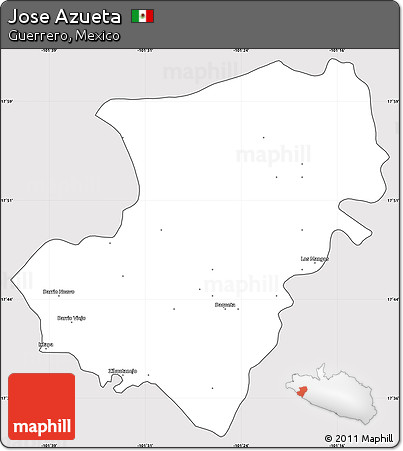 Silver Style Simple Map of Jose Azueta, cropped outside