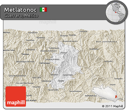 Classic Style 3D Map of Metlatonoc