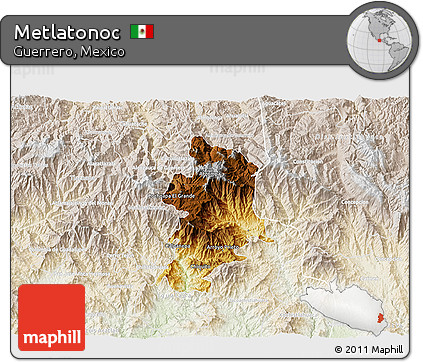 Physical 3D Map of Metlatonoc, lighten