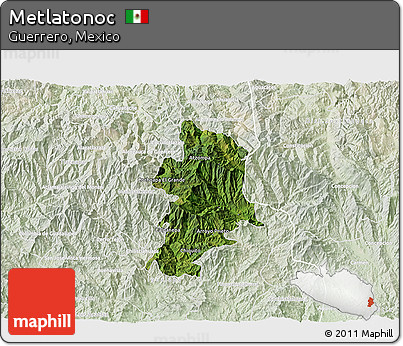 Satellite 3D Map of Metlatonoc, lighten