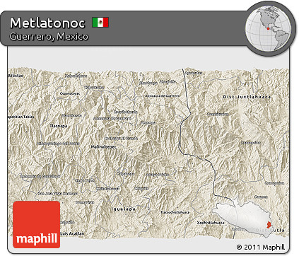 Shaded Relief 3D Map of Metlatonoc