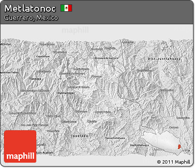 Silver Style 3D Map of Metlatonoc