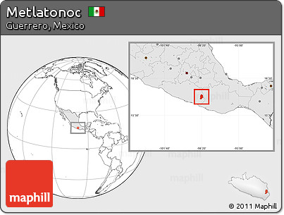 Blank Location Map of Metlatonoc, highlighted country