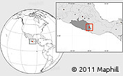 Blank Location Map of Metlatonoc, highlighted country, highlighted parent region