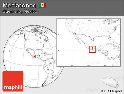 Blank Location Map of Metlatonoc, highlighted parent region, within the entire country