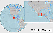 Gray Location Map of Metlatonoc, within the entire country, hill shading