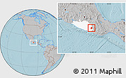 Gray Location Map of Metlatonoc, highlighted parent region, hill shading