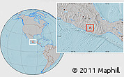 Gray Location Map of Metlatonoc, hill shading