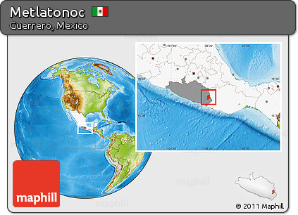 Physical Location Map of Metlatonoc, highlighted country, highlighted parent region