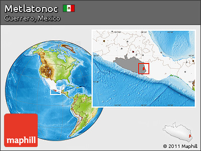 Physical Location Map of Metlatonoc, highlighted country, highlighted parent region