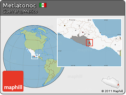 Savanna Style Location Map of Metlatonoc, highlighted country, highlighted parent region
