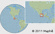 Savanna Style Location Map of Metlatonoc, highlighted parent region, within the entire country, hill shading