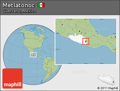 Savanna Style Location Map of Metlatonoc, highlighted parent region
