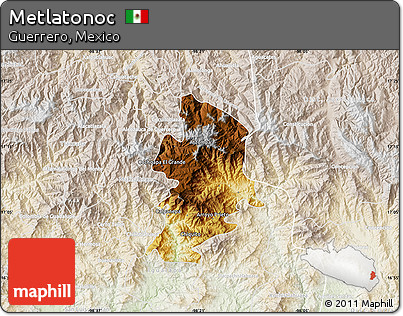 Physical Map of Metlatonoc, lighten