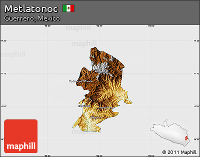 Physical Map of Metlatonoc, single color outside