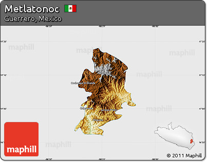 Physical Map of Metlatonoc, single color outside