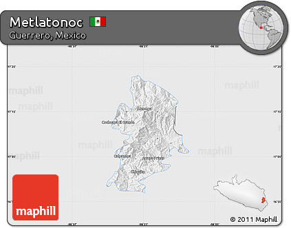 Silver Style Map of Metlatonoc, single color outside