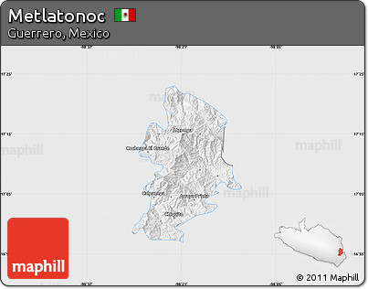 Silver Style Map of Metlatonoc, single color outside