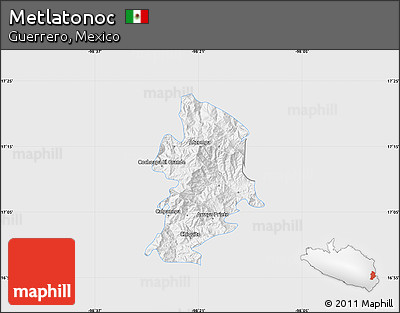 Silver Style Map of Metlatonoc, single color outside
