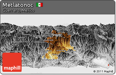 Physical Panoramic Map of Metlatonoc, desaturated