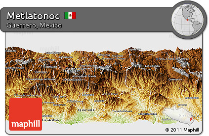 Physical Panoramic Map of Metlatonoc