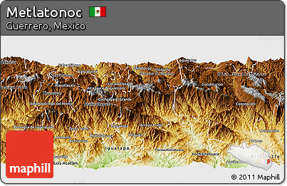 Physical Panoramic Map of Metlatonoc