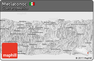 Silver Style Panoramic Map of Metlatonoc