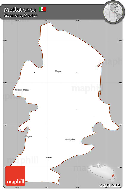 Gray Simple Map of Metlatonoc, cropped outside