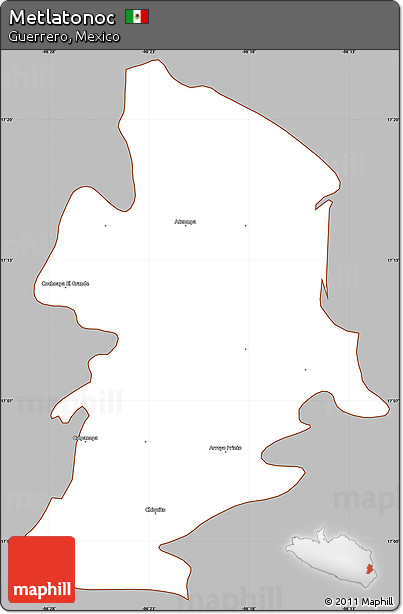 Gray Simple Map of Metlatonoc, cropped outside