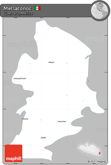 Gray Simple Map of Metlatonoc, single color outside