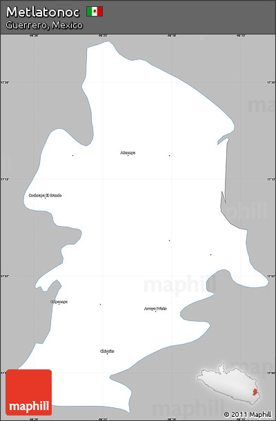 Gray Simple Map of Metlatonoc, single color outside