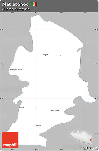 Gray Simple Map of Metlatonoc, single color outside