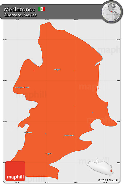 Political Simple Map of Metlatonoc, single color outside