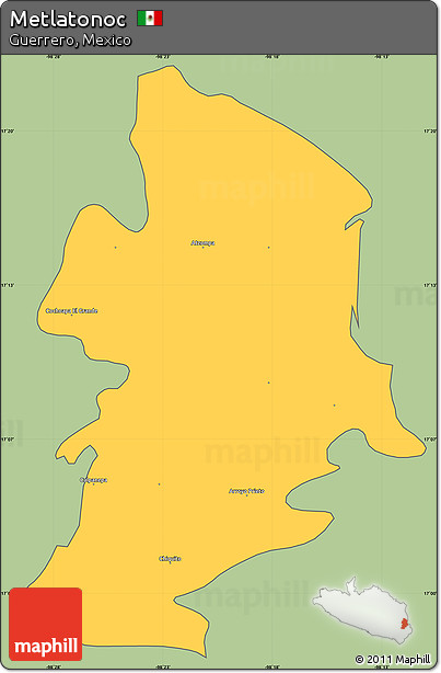 Savanna Style Simple Map of Metlatonoc, cropped outside