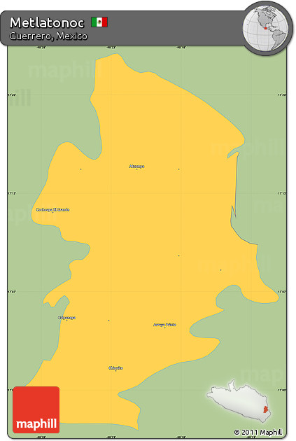 Savanna Style Simple Map of Metlatonoc, single color outside