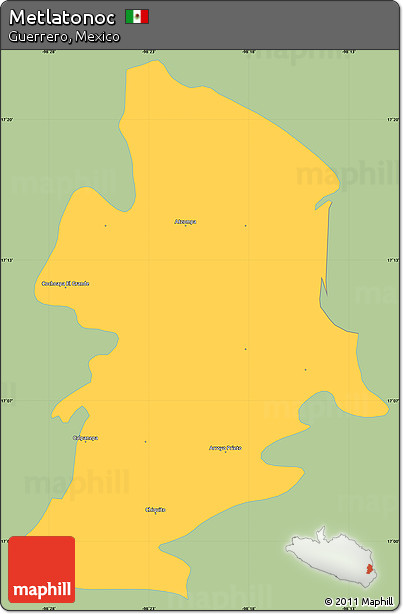 Savanna Style Simple Map of Metlatonoc, single color outside