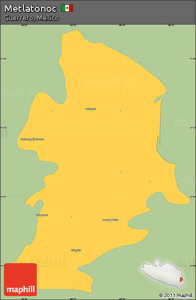 Savanna Style Simple Map of Metlatonoc, single color outside
