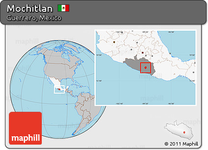 Gray Location Map of Mochitlan, highlighted country, highlighted parent region