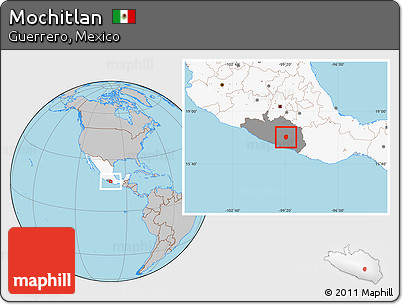 Gray Location Map of Mochitlan, highlighted country, highlighted parent region