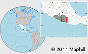 Gray Location Map of Mochitlan, highlighted country, highlighted parent region