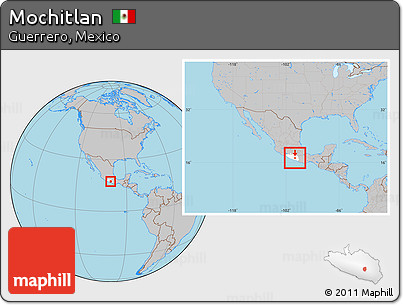 Gray Location Map of Mochitlan, highlighted parent region, within the entire country