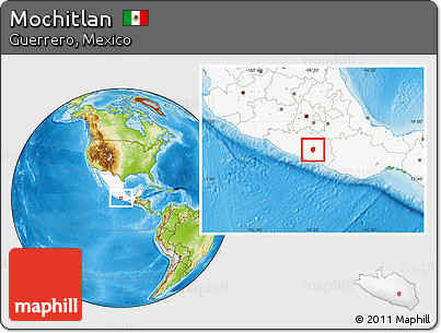 Physical Location Map of Mochitlan, highlighted country