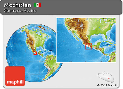 Physical Location Map of Mochitlan, highlighted parent region, within the entire country