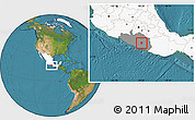 Satellite Location Map of Mochitlan, highlighted country, highlighted parent region