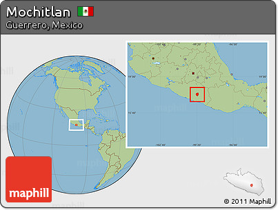 Savanna Style Location Map of Mochitlan
