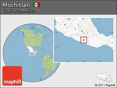 Savanna Style Location Map of Mochitlan, highlighted country