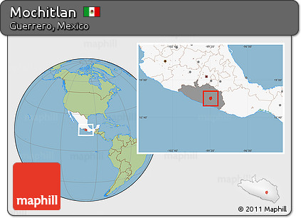 Savanna Style Location Map of Mochitlan, highlighted country, highlighted parent region